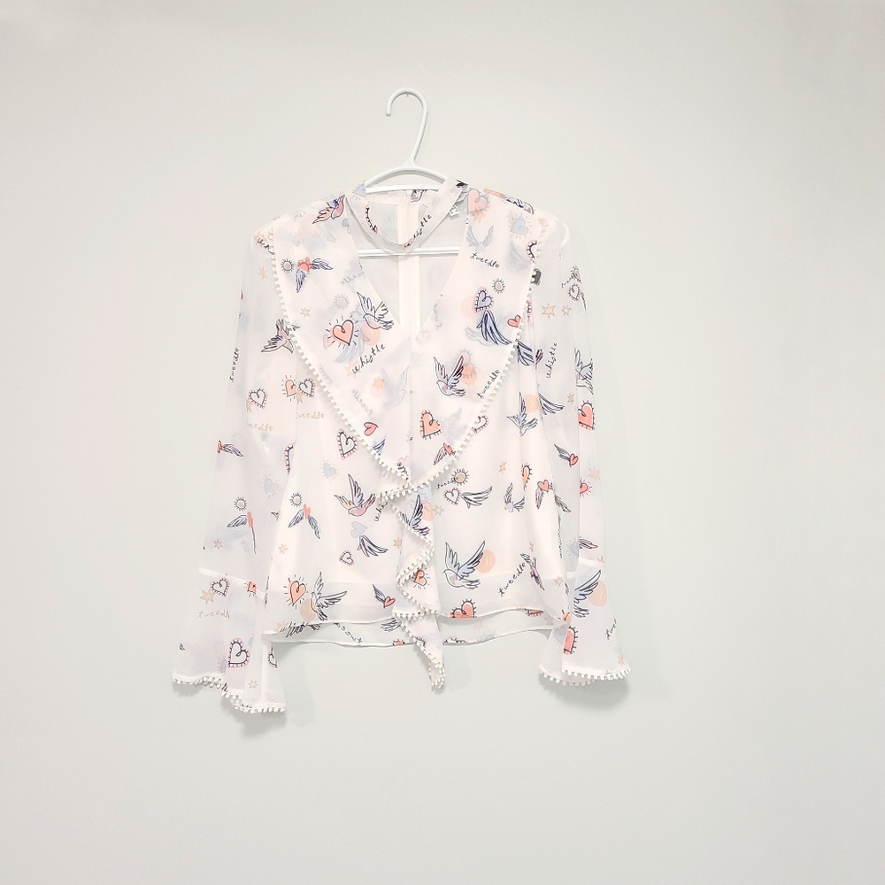 LILY Tweedle Whistle Printed Boho Blouse XS